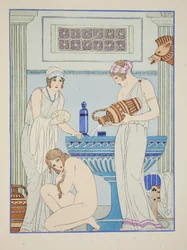 Wylewanie wody na pacjenta, ilustracja z „Dzieła Hipokratesa”, 1934
