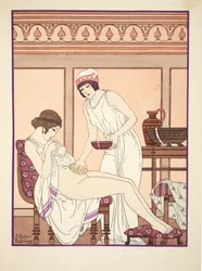 Kąpiel gąbkowa, ilustracja z „Dzieła Hipokratesa”, 1934