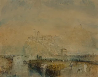Bellinzona nr. 11, Szwajcaria, ok. 1843 (akwarela, pióro i tusz oraz kolor ciała na śladach ołówka na papierze)