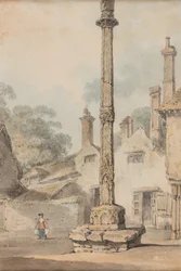 Krzyż wiejski, ok. 1850 (akwarela na papierze)