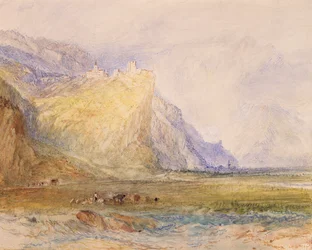 Dolina Domleschg, patrząc na południowy wschód, w stronę zamku Ortenstein, ok. 1853 (akwarela na papierze)