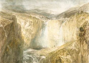 Fall Of The Tees, Yorkshire (akwarela nałożona na ołówek na białawym tkanym papierze)