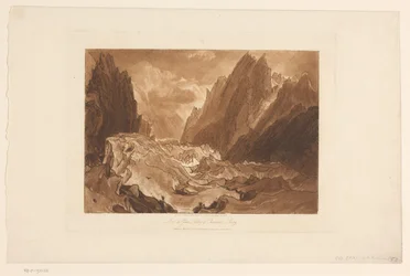Widok na lodowiec Mer-de-Glace na Mont Blanc Mer de Glace - Dolina Chamouni - Sabaudia (tytuł na obiekcie) Studia krajobrazowe (tytuł serii) Liber Studiorum (tytuł serii)