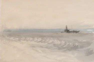 Morze szare, łódź płynąca na lądzie, ok. 1845-50 (akwarela na papierze)