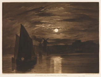 Światło księżyca na Medway w Chatham, 1920.