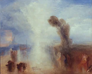 Neapolitańskie rybaczki zdziwione kąpielą przy świetle księżyca, ok. 1840 (olej na płótnie)