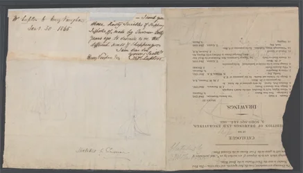 Szkic dwóch statków na stronie katalogu, ok. 1823 r.