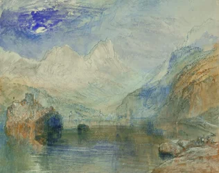 Lauerzersee ze Schwyz i Mythen (akwarela na papierze)