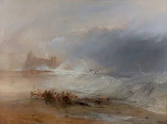 Wreckers — wybrzeże Northumberland, z parowcem pomagającym statkowi u wybrzeży