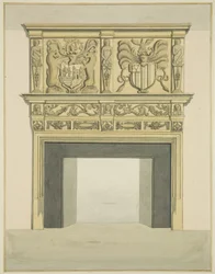 Kominek w dawnej rezydencji Sir Johna Knighta, Temple Street (akwarela na papierze)