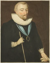 Portret w Council House Richarda Westona, hrabiego Portland (ołówek i akwarela na papierze)