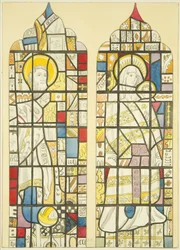Witraż w południowym oknie transeptu południowego St Mary Redcliffe (akwarela na papierze)