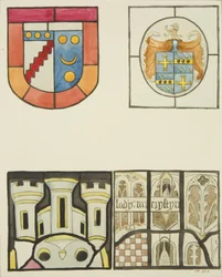Witraż w oknie kaplicy tkaczy w kościele świątynnym (akwarela na papierze)