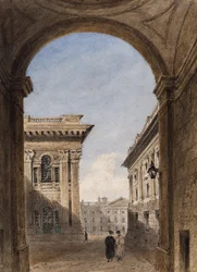 Canterbury Gate i Christ Church Quad, Oxford, 1833 (wc na papierze)