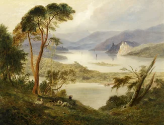 Oberwesel z zamkiem Schonburg nad Renem, 1840