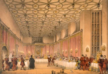 Izba, Hampton Court, z „Architektury średniowiecza”, wydanej w 1838 r.