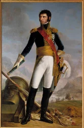 Pełnowymiarowy portret Jeana Baptiste Julesa Bernadotte (1763-1844) księcia Ponte Corvo następnie Karola Jana XIV, króla Szwecji w 1818, reprezentowanego w 1804 Obraz Joseph Nicolas Jouy (1809-1880) 1852. Wym. 2,1x1,4 Pan.