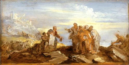 Scena z historii starożytnej, ok. 1680-90 (olej na papierze na płótnie)