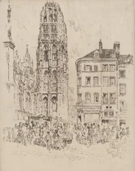 Targ kwiatowy i wieża masła, Rouen, 1907.