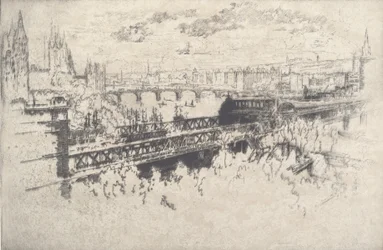 Londyn nad mostem Charing Cross, 1910.