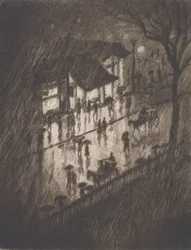 Deszczowa noc, sklepy Charing Cross, 1903.