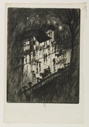 Deszczowa noc, sklepy Charing Cross, 1903
