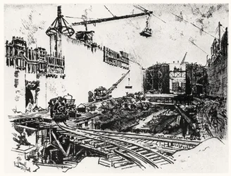Mury Pedron Miguel, płyta XX z Kanału Panamskiego autorstwa Josepha Pennella, 1912 (węgiel na papierze)