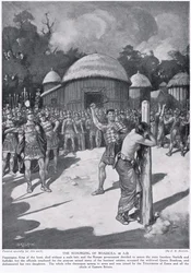 Biczowanie Boudiki, ilustracja z książki „Hutchinson