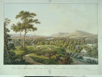 Widok Jeny z Rasenhuehlberg, ok.1810 (akwaforta)