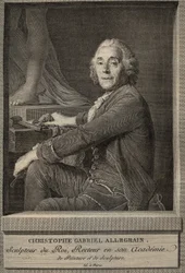 Portret Christophe-Gabriela (Christophe Gabriel) Allegrain (1710-1795) Francuski rzeźbiarz - rycina wg obrazu Josepha-Siffreina Duplessisa
