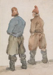 Dois pescadores vistos de Behindpolish