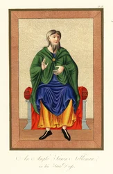 Szlachcic anglosaski w stroju państwowym, VIII w., 1845 r. (rycina)