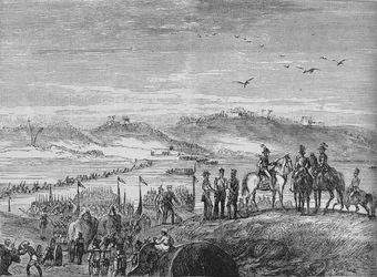 Armia brytyjska przechodząca przez Sutlej, ok. 1880 r.