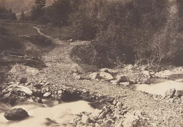 Łupkowy most wzięty w drodze powrotnej z paryskiego wodospadu, Luchon, 1853.