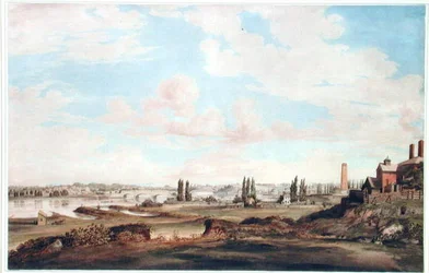 Widok na Filadelfię i rzekę Schuylkill, ok. 1816 (akwarela na papierze)