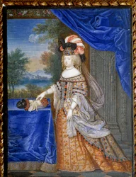 Portret Marii Teresy Austrii w stroju polskim (1638 - 1683) królowej Francji. Szwajcarski obraz Wernera Josepha Le Jeune (1637-1710)