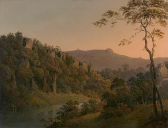 Matlock Dale, patrząc w kierunku Black Rock Escarpment