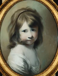 Portret Harriet Wright, córki artysty, jako dziecko, długość biustu, patrząca przez prawe ramię,