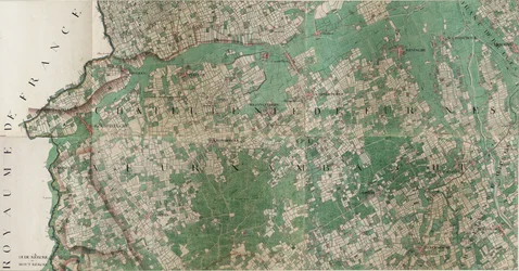 Angielski: Mapa Stavele - Roesbrugge-Haringe (Stavele), Belgia autorstwa Josepha de Ferraris (1726 – 1814)