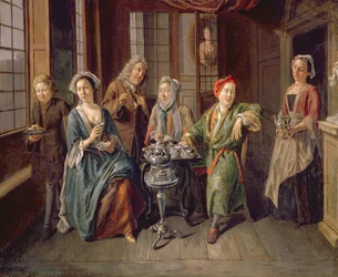 Przyjęcie herbaciane, ok. 1720 r. (olej na płótnie)