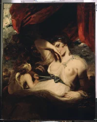 Kupidyn rozwiązujący wstęgę Wenus (Amorek rozwiązujący strefę Wenus). Obraz Sir Joshua Reynoldsa (1732-1792)