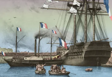Trumna Napoleona przybywa do Cherbourga