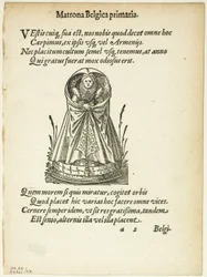 Matrona Belgica primaria (Belgijska Matrona Pierwszej Rangi) z Gynaeceum, sive Theatrum Mulierum, płyta 53 z drzeworytów z książek z XVI wieku