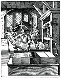 Warsztat drukarski, XVI w., 1870 r.