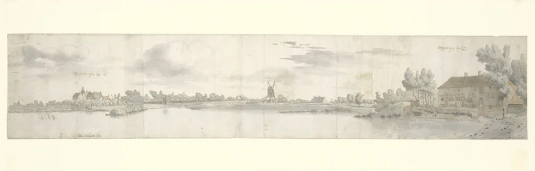 Panoramiczny widok na Kasteel Ooij i opłatę za przejazd, Brabancja Północna