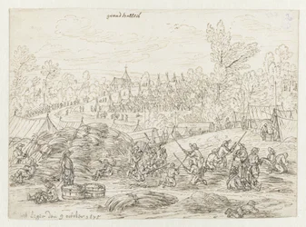 Widok obozowiska armii Willema III w pobliżu Grand-Hallet, Liège