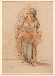 Rysunek Kobieta z dwójką dzieci, ok. 1750 r.