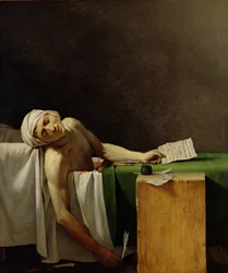 Śmierć Marata, według oryginału Jacquesa-Louisa Davida (1748-1825) (olej na płótnie)