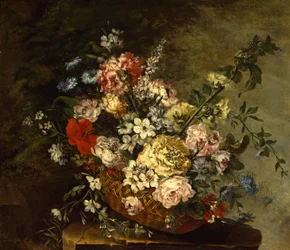 Martwa natura z kwiatami w koszu, ok. 1780-1790