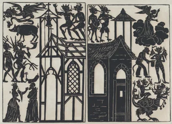 Arkusz 5 z postaciami do chińskiego teatru cieni, 1859.